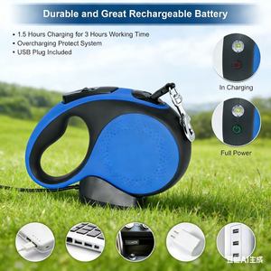 Correa Retráctil para Perro de 5 Metros, Duradera, Azul/Negra, de Lujo, Estilo Occidental, con Liberación Rápida, Luz LED, Porta Bolsas para Excrementos, Personalizada - Product Image 3