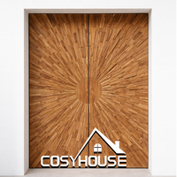 Porte d'entrée design en bois géométrique moderne à double battant, porte pivotante en bois architecturale sur mesure