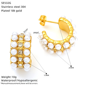 Pendientes de Acero Inoxidable con Perlas y Lazo en Forma de Corazón, Estilo Lujoso y Moderno, Venta al Por Mayor EH154 - Product Image 6