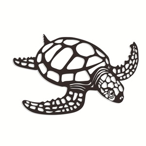 Décoration murale en métal pour la maison et le salon, décoration murale élégante en métal en forme de tortue - Décoration murale de style côtier pour un thème de plage - Product Image 5