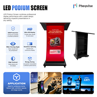 Pupitre numérique intelligent à LED facile à installer, pour les auditoriums scolaires, les conférences, les événements, effet visuel fluide, support mobile sur roulettes