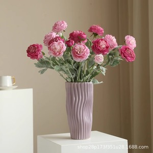 Bouquet de fleurs artificielles en soie rose pâle, pivoines et roses, pour décoration intérieure et arrangements floraux de mariage - Product Image 1
