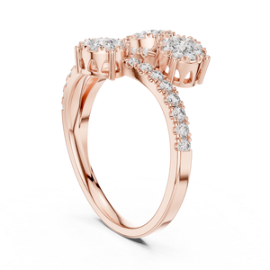 Bague en or rose sertie de diamants, bijou élégant et moderne, brillant, pour femme, choix idéal pour un mariage, des fiançailles et un cadeau d'anniversaire - Product Image 2