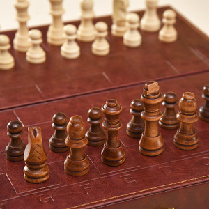 3 in 1 Leather Wooden Box <strong>Chess</strong> <strong>Set</strong> <strong>Mini</strong> Pocket Folding <strong>Chess</strong> Figures <strong>Set</strong> for High Quality <strong>Chess</strong> Travel Gift - Product Image 2
