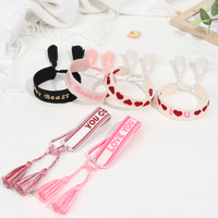 Bracelets tissés personnalisés à la mode, logo d'amitié personnalisé, bracelet réglable pour couple, broderie d'amour, bracelet pour la Saint-Valentin