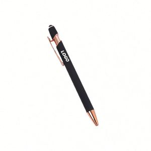 Rose <b>Gold</b> Aluminum Click <b>Pen</b> Custom Engraved Logo Stylus <b>Pens</b> for Promotional Gifts - Product Image 1