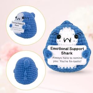 Muñecos de Ganchillo de Tiburón Positivo, Regalos de Apoyo Emocional, Divertidos Tiburones Tejidos Azules para Animar el Espíritu, Decoraciones para Aniversarios y Cumpleaños - Product Image 4