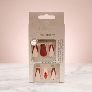 Uñas artificiales con purpurina roja - Product Image 3