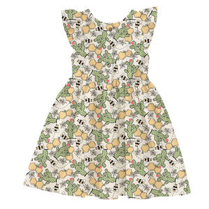 टॉडलर बेबी गर्ल ड्रेस प्रिंटिंग दूध रेशम कपड़े रूफले आस्तीन बटन नीचे बच्चों को आकस्मिक समुद्र तट पार्टी के कपड़े - Product Image 3