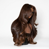 Perruque brune chocolat rougeâtre en cheveux humains, sans colle, perruque frontale en dentelle HD 13x4, cheveux brésiliens bruts, ondulés, fournisseur de perruques en cheveux humains colorés