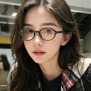 แว่นตากรอบกลมดาวดี้เลนส์ใสสีดำ ใบหน้ารูปไข่ ผู้หญิง แก้ไขสายตา 2024 - Product Image 1