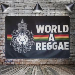 Drapeau de décoration murale <span class=keywords><strong>WORLD</strong></span> a REGGAE Lion Banner Jamaica Rasta Music Rock Band, 4 œillets aux coins, 3x5 pieds - Product Image 2