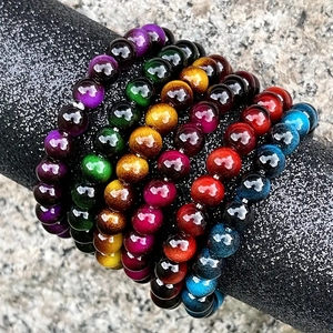 Pietra naturale perline rotonde lucidate elasticizzato molteplici colori pietra perline Buddha bracciale blu occhio di <span class=keywords><strong>tigre</strong></span> - Product Image 3