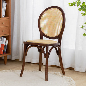 Chaise en osier, style nordique, vintage, minimaliste, pastoral, campagnard, en bois massif, chaises de salle à manger mobiles pour la maison, <span class=keywords><strong>restaurant</strong></span>/café - Product Image 1