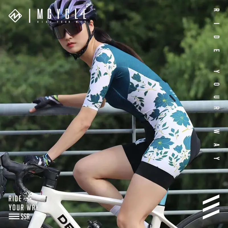 Mcycle 사용자 정의 여자 에어로 사이클링 철인 3 종 경기 세트 레이스 커팅 디자인 전체 지퍼 사이클링 스킨 세트 통기성 자전거 스피드 슈트