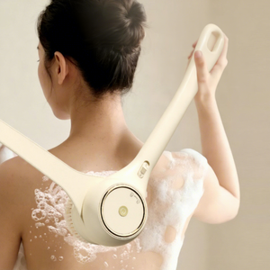 แปรงอาบน้ำพลาสติกไฟฟ้า ด้ามยาว ชาร์จไฟได้ กันน้ำ เครื่องขัดผิวสามในหนึ่งเดียว ดีไซน์ด้ามจับคู่สำหรับทำความสะอาดหลัง - Product Image 1