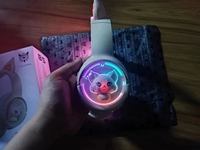 Onikuma Casque de jeu sans fil pour ordinateur B5 Oreille de chat rose Casque Rgb à faible latence Casque de jeu Ps5 BT