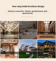 Ensemble de mobilier d'hôtel moderne et minimaliste en bois massif de marque SEM personnalisé : lit double, table TV et dossier rembourré pour chambre standard