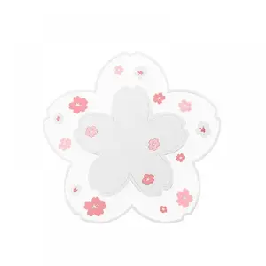 4.5x4.5x0.1 इंच चेरी खिलना कोस्टर फूल पैटर्न मग गुलाबी Coasters सेट Kawaii कप Coasters नरम पीवीसी तालिका कप चटाई पैड