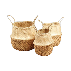 Vietnam bambou artisanat rond jonc de mer plateau de fromage ensemble panier vapeur - Product Image 1