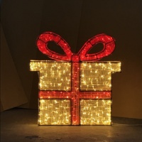 Caja de Regalo Gigante Decorativa LED 3D Personalizable con Brillantina para Hoteles, Centros Comerciales, Motivo Luminoso Navideño 3D para la Temporada Festiva