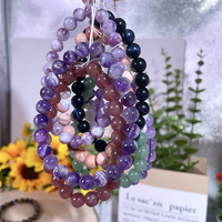 Bracelet extensible en perles de cristal naturel 8 mm, énergie curative, quartz rose, améthyste, pour femme, cadeau, bijoux, vente en gros
