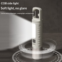 Lampe torche LED+COB avec zoom, lumière latérale, étanche IP44, chargement USB-C, affichage du niveau de batterie, faisceau réglable 200-300M, SOS, camping