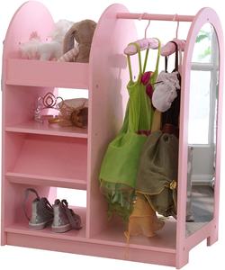 Stazione di Travestimento in Legno per Bambini, Organizzatore di Vestiti, Arredo con <span class=keywords><strong>Appendiabiti</strong></span> e Specchio - Product Image 1