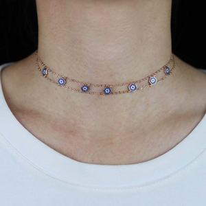 Promotion bijoux de mode pour femmes micro pave cz <span class=keywords><strong>double</strong></span> <span class=keywords><strong>rang</strong></span>ée <span class=keywords><strong>collier</strong></span> <span class=keywords><strong>ras</strong></span> <span class=keywords><strong>du</strong></span> <span class=keywords><strong>cou</strong></span> turc mauvais œil - Product Image 4