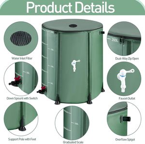 Bokor 100-1000 lít vườn nhựa lớn nhiệm vụ nặng nề PVC màu xám gấp ráp nước mưa thu hoạch thùng xe tăng để bán - Product Image 5