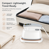 Défroisseur Vapeur Portable 1200W à Chauffage Rapide, Revêtement Céramique, Design Compact et Portable avec Base pour l'Entretien des Vêtements