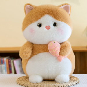 Nuovo Peluche Gatto Cartone Animato con Imbottitura in Cotone PP, Gattino Amante del Pesce, Regalo di Compleanno per Bambini - Product Image 5