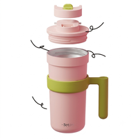 Mug isotherme intelligent en acier inoxydable à double paroi avec affichage de la température, poignée et couvercle à paille, 600 ml, tasse à café portable