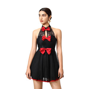 תשוקה טהורה ילדת תבלין תחרה שיפון שמלת שרוולים ללא שרוולים נשים בסתיו סקסי נשיפה גב קשת ללא גב גב - Product Image 2