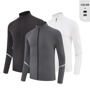 Ropa deportiva para hombre, bloqueador solar, delgada, elástica, de manga larga, chaqueta con logotipo personalizado, chaqueta atlética UPF 50 para gimnasio al aire libre, agujero para reloj - Product Image 6
