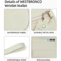 Dompet Kartu Kecil Berlapis Jahitan Terbaru dengan Logo Kustom, Tas Mini Clutch Anti RFID, Dompet Wanita Bahan Nylon Tahan Lama dengan Tali Pergelangan Tangan