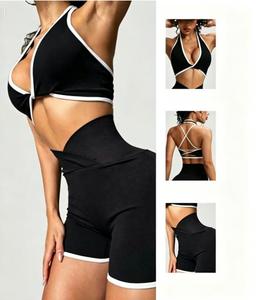Ropa Deportiva Personalizada Under Lulu, Traje de Yoga de Secado Rápido con Cierre Elástico en la Cintura, Chaleco Deportivo para Ciclismo y Ejercicio al Aire Libre, Top y Pantalones Cortos - Product Image 2