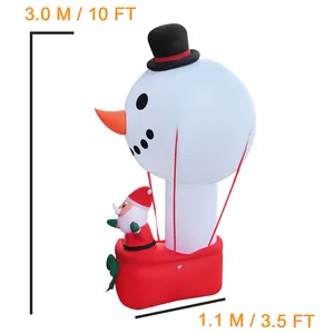 9ft 270cm 눈사람 뜨거운 공기 풍선과 산타 클로스 풍선 크리스마스 장식 파티 용품 LED 조명