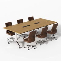 Table de conférence pliable en bambou long, avec roulettes épaissies, design moderne et minimaliste, mobilier de bureau haut de gamme, pieds en métal