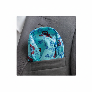 Turquoise Floral Textile Weaving Neckerchief for Men One Size - Product Image 2