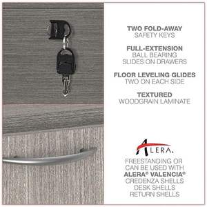 Alera Valencia Series 3-Drawer Full Pedestal <b>File</b> in <b>Box</b>/<b>Box</b>/<b>File</b> Legal/Letter 15.63\" X 20.5\" X Gray <b>Metal</b> Left/Right Options - Product Image 5