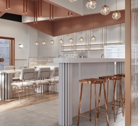Intérieur moderne clé en main pour cafés, boulangeries, pâtisseries, villas, visualisation 3D, aménagement des espaces, identité de marque écologique