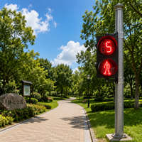 Lampu Sinyal Lalu Lintas LED Merah untuk Penyeberangan Pejalan Kaki dengan Timer Hitung Mundur 2 Digit, Dua Lensa PC, Visibilitas Tinggi, Peralatan Penyeberangan Pejalan Kaki