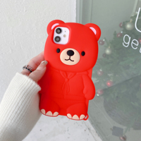 3D mignon ours Kawaii dessin animé Silicone téléphone portable couverture arrière étui pour fille Iphone 6 7 8 Plus X XS XR 11 12 13 14 15 Pro MAX