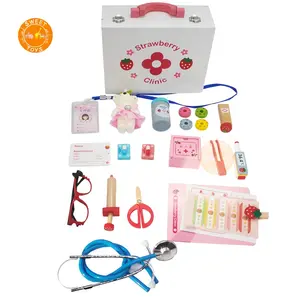Gabinete de medicina aparelho de médico, materiais médicos, brinquedos de madeira para crianças
