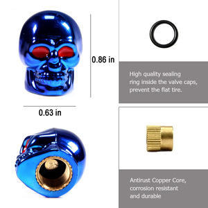 Skull Valve <b>Cap</b> Blue Red Eyes Copper Core American <b>Stem</b> Tire Accessory - Product Image 3