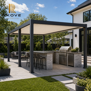 Pérgola Motorizada de Aluminio RKOVE RK-C1 4*5 con Iluminación LED, Gazebo para Cocina al Aire Libre, Barbacoa, Techo de Láminas Impermeable, Toldo para Patio - Product Image 1