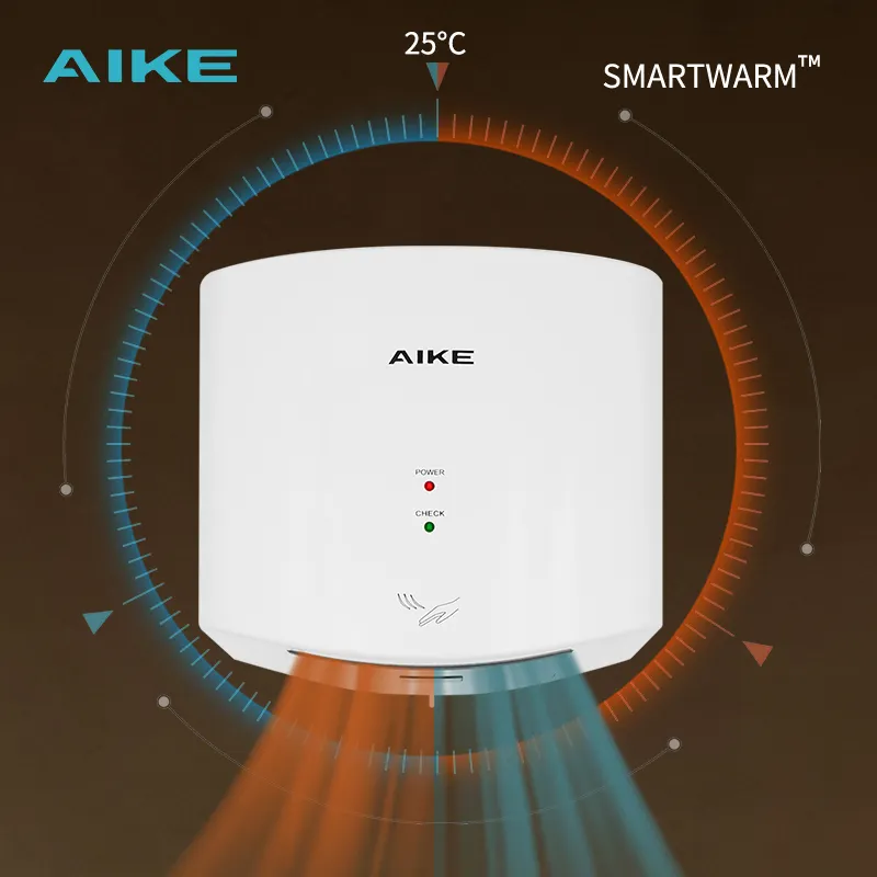 AIKE /Oem AK2630S CB ใบรับรอง CE อุปกรณ์ห้องน้ำพลาสติก ABS เครื่องเป่ามือความเร็วสูงห้องน้ำเครื่องเป่ามือ