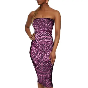 Top Quality High-End Mid-Length Dress Sleeveless Polynesian Samoa Tribal Pencil Skirt Women Luxury Ball Gown Wedding Dresses