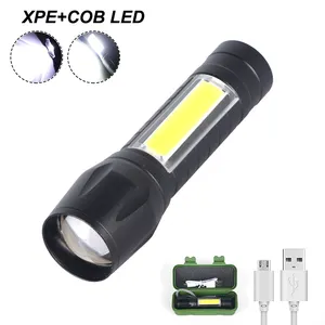 2021 Hot 3W LED COB Lanterna de led USB Micro Flashlight Dimmable Zoom Linterna Pocket Mini Q5 Rechargeable Torch Light